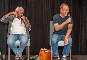 legends Eugene Jarvis, President of Raw Thrills, and Gary Stern, Chairman of Stern Pinball.